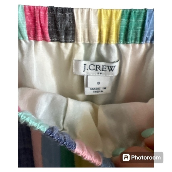 EUC J.Crew rainbow striped off the shoulder linen dress - Picture 5 of 6